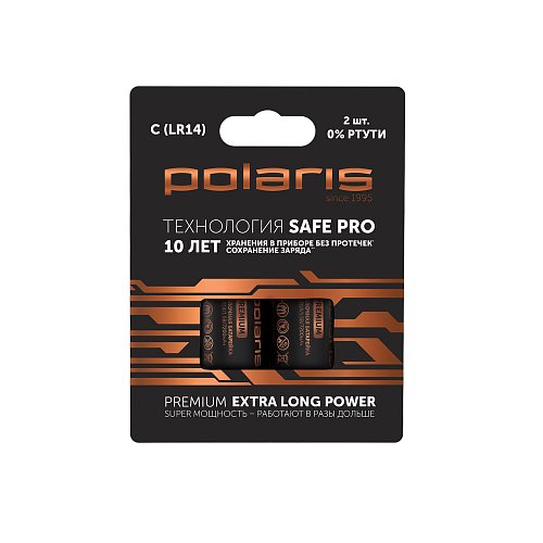 Батарейки лужні Polaris PB LR14 (С) (2шт) Premium фото 1