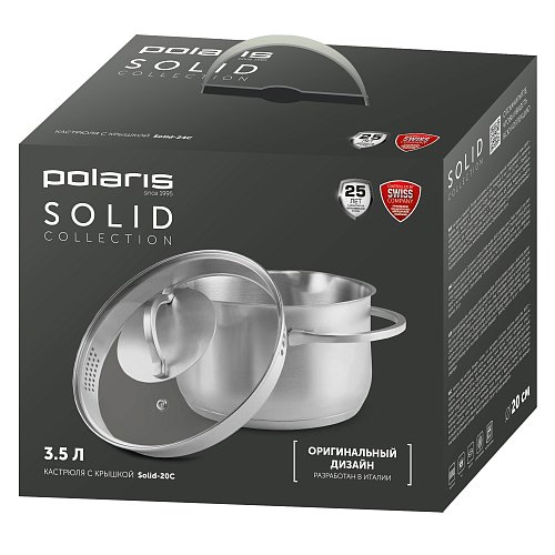 Кастрюль қақпақпен Polaris Solid-20C фото 5
