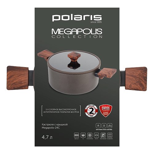 Қақпағы бар кастрюль Polaris Megapolis-24C фото 4