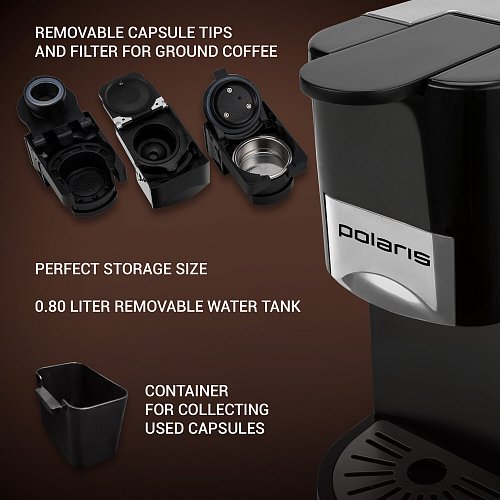 Espresso coffee maker Polaris PCM 2020 3-in-1 фото 13