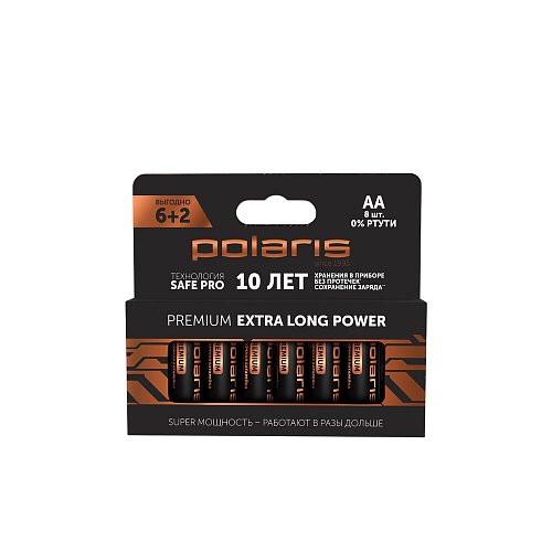Батарэйкі шчолачныя Polaris PB АА (8шт) Premium фото 1