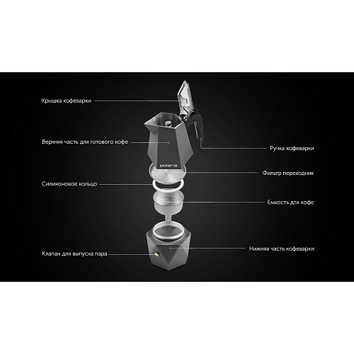 Гейзерная кофе қайнатқыш Polaris Kontur-4C фото 11