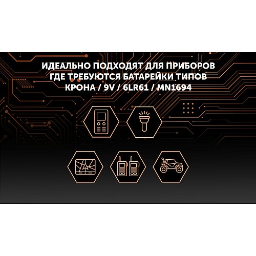 Батарэйкі шчолачныя Polaris PB 9V (6LR61) (1шт) Optium фото 7