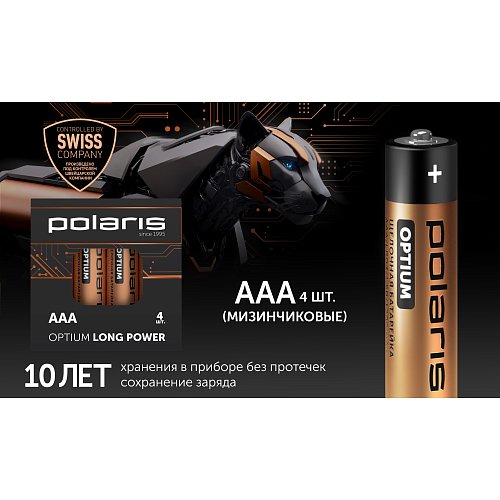 Батарэйкі шчолачныя Polaris PB ААА (4шт) OPTIUM фото 2