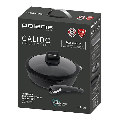 Патэльня літая Calido-24FP са здымнай ручкай і вечкам фото 7