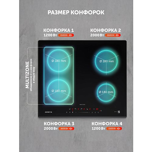 Індукцыйная варачная панэль PBHI6431FB Wi-Fi IQ Home фото 8