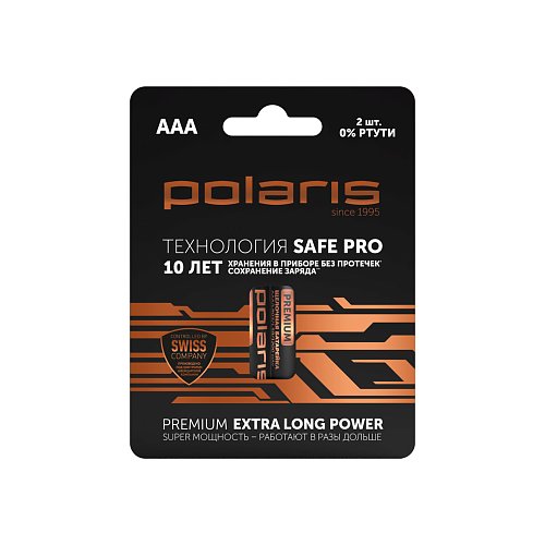 Alkaline batteries Polaris PB AAA (LR03) (2 pcs) Premium фото 1