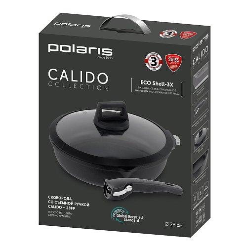 Алынбалы тұтқасы мен қақпағы бар Calido-28FP шойын қуырғыш табасы фото 7