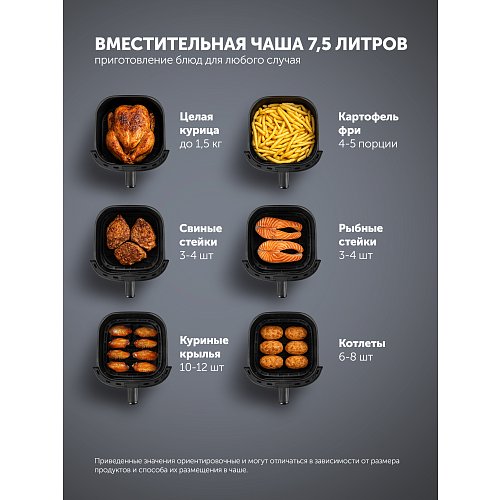 Аэрагрыль электрычны Polaris PAF 8005W Wi-Fi IQ Home фото 22