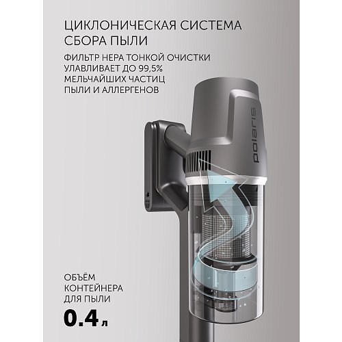 Бесправадны пыласос Polaris PVCS 4050 CyclonicPRO фото 17