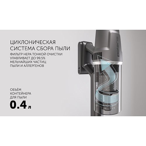 Бесправадны пыласос Polaris PVCS 4050 CyclonicPRO фото 17