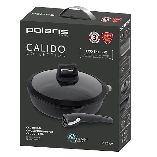 Алынбалы тұтқасы мен қақпағы бар Calido-26FP шойын қуырғыш табасы фото 7